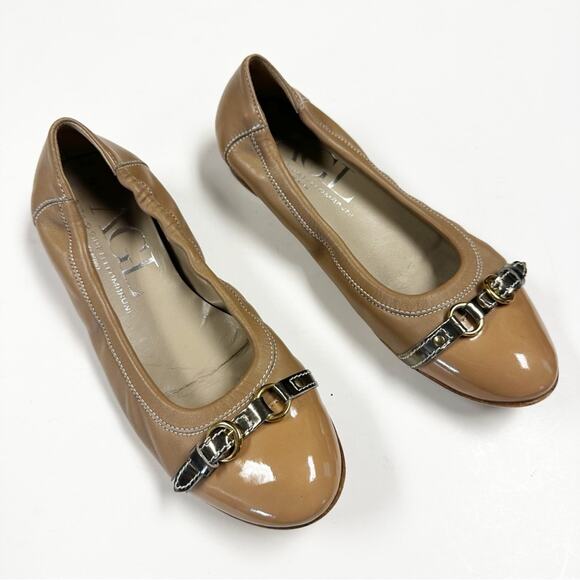 AGL Monika Cap Toe Buckle Tan Slip On Ballet Flats Size 37.5/ 7.5 - Picture 1 of 10